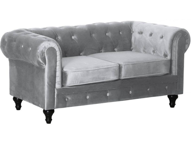 Sofá Chesterfield "Aliza"- 2 plazas - Gris