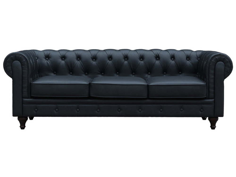 Sofá Chesterfield "Aliza"  3 plazas - Negro