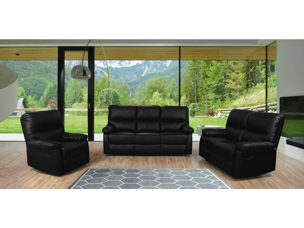 Sofá reclinable 3 plazas "Lincoln" - Color negro