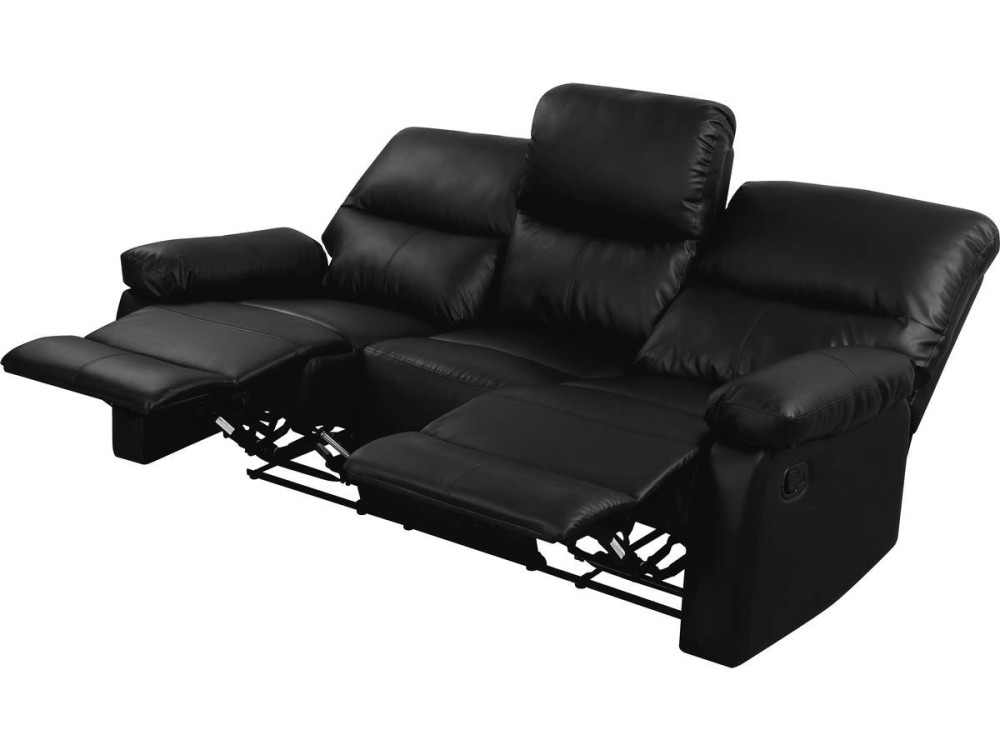 Sofá reclinable 3 plazas "Lincoln" - Color negro