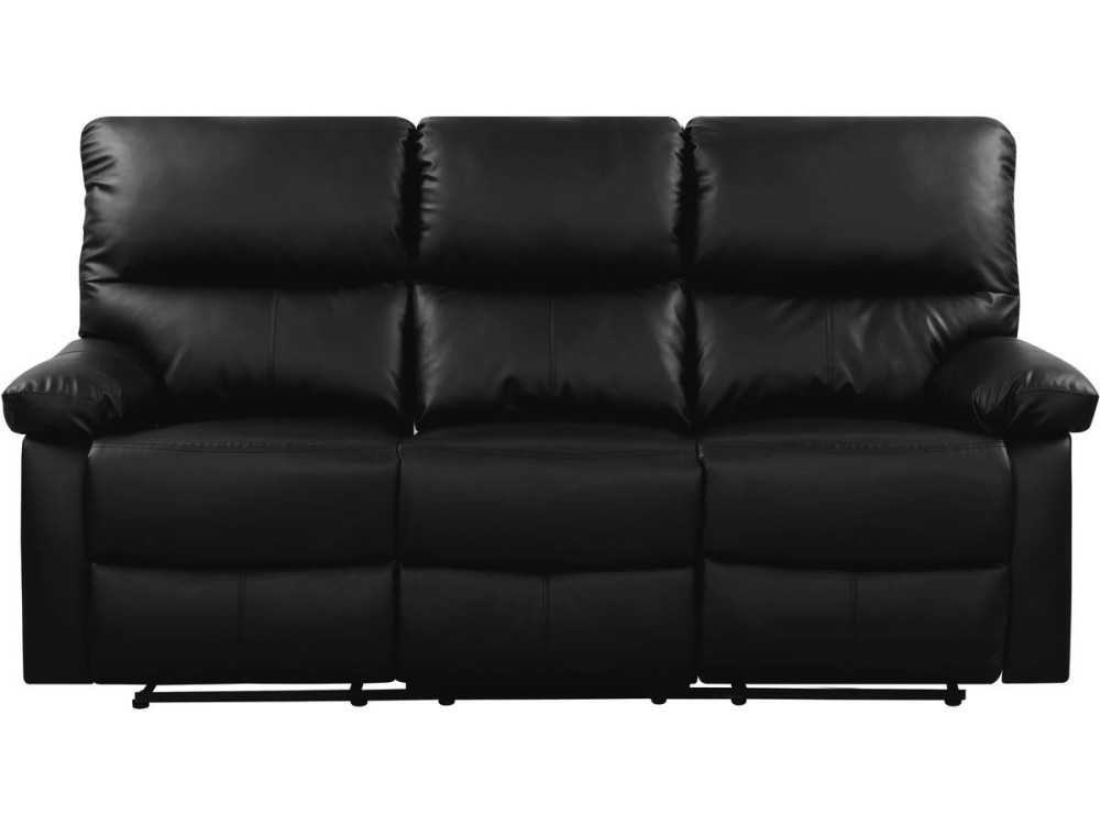 Sofá reclinable 3 plazas "Lincoln" - Color negro