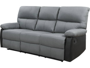 Sofá reclinable 3 plazas "Lincoln" - Color negro/Gris oscuro