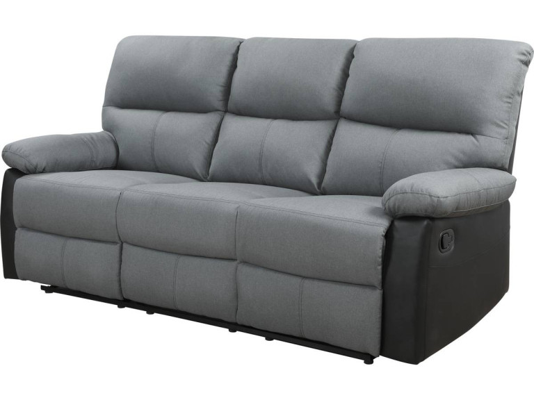 Sofá reclinable 3 plazas "Lincoln" - Color negro/Gris oscuro