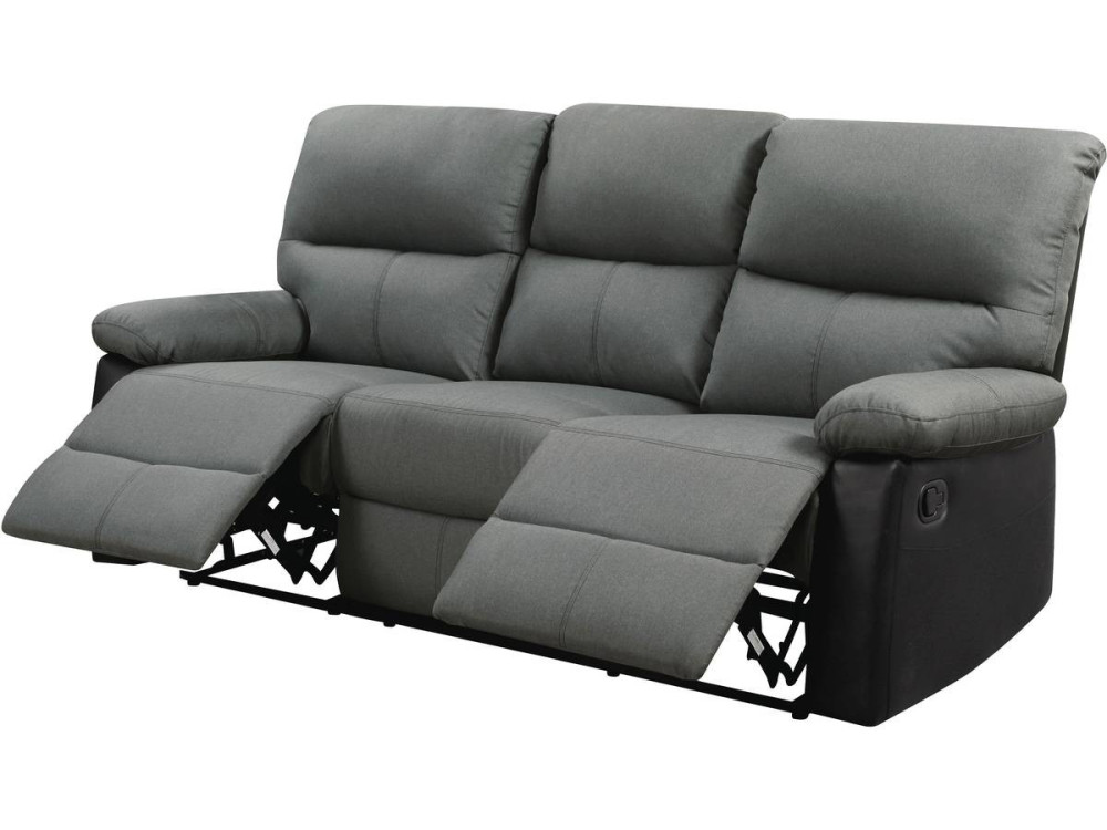 Sofá reclinable 3 plazas "Lincoln" - Color negro/Gris oscuro