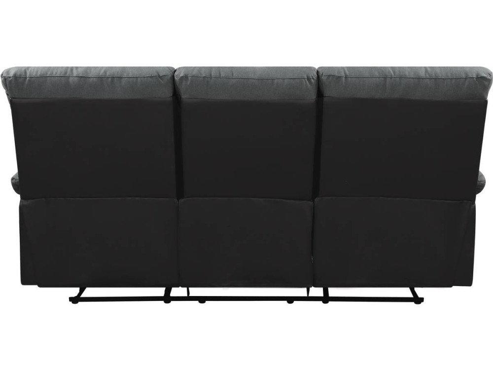 Sofá reclinable 3 plazas "Lincoln" - Color negro/Gris oscuro