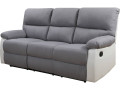 Sofá reclinable 3 plazas "Lincoln" - Color negro/Gris oscuro - Blanco/Gris claro