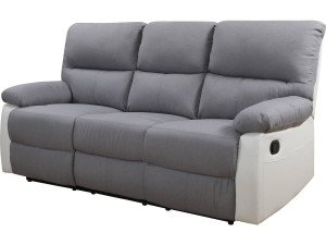 Sofá reclinable 3 plazas "Lincoln" - Blanco/ Gris claro