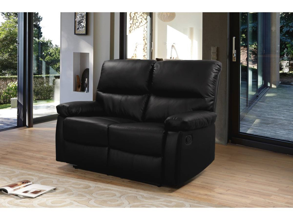 Sofá reclinable 2 plazas "Lincoln" - Color negro