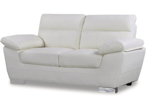 Sofá cuero reconstituido/PVC "Dallas" - 2 plazas - Blanco
