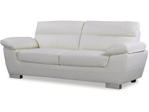 Sofá cuero reconstituido/PVC "Dallas" - 3 plazas - Blanco