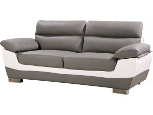 Sofá cuero reconstituido / PVC Dallas - 3 plazas Gris/Blanco