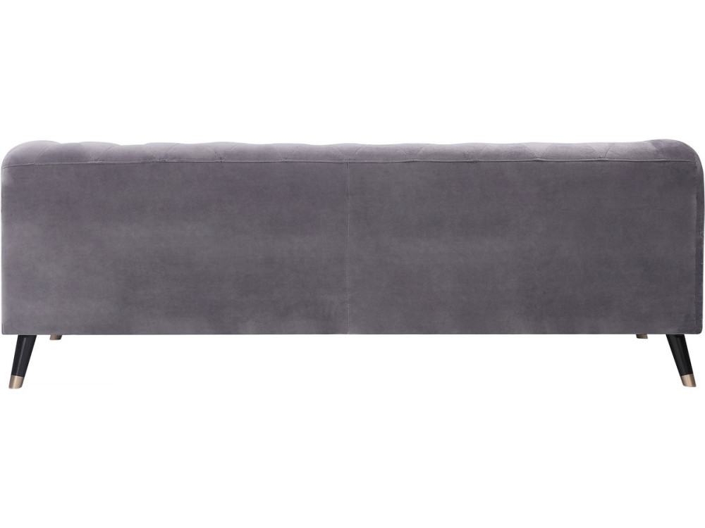 Sofá de terciopelo "Gloria" - 216 x 86 x 76 cm - 3 plazas - Gris