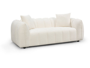 Sofá recto de tela estilo «bubble» «Balzac» - 3 plazas - Color crema