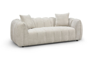Sofá recto de tela estilo «bubble» «Balzac» - 3 plazas - Beige