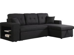 Sofá esquinero convertible/reversible "Axel" - Negro