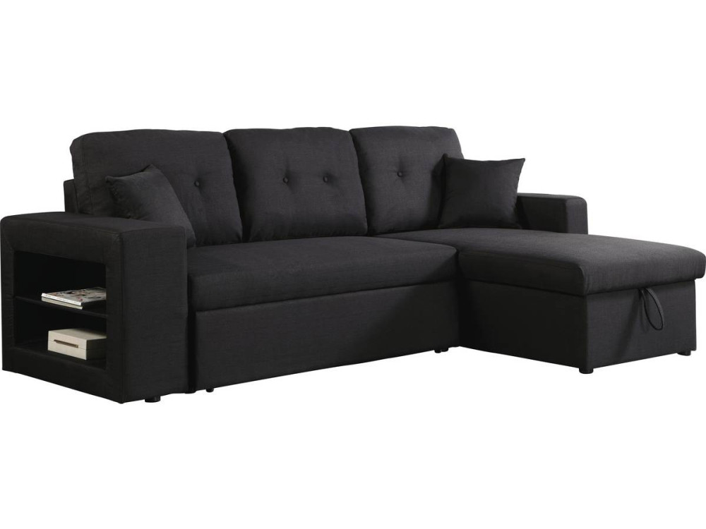 Sofá esquinero convertible/reversible "Axel" - Negro