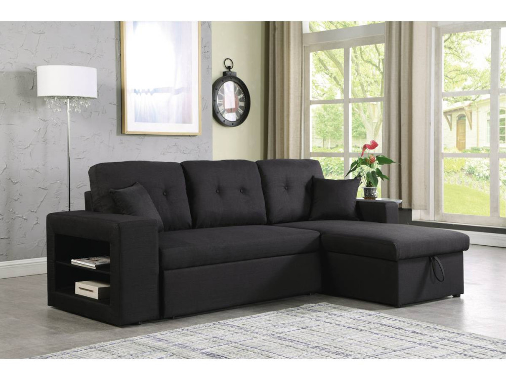Sofá esquinero convertible/reversible "Axel" - Negro