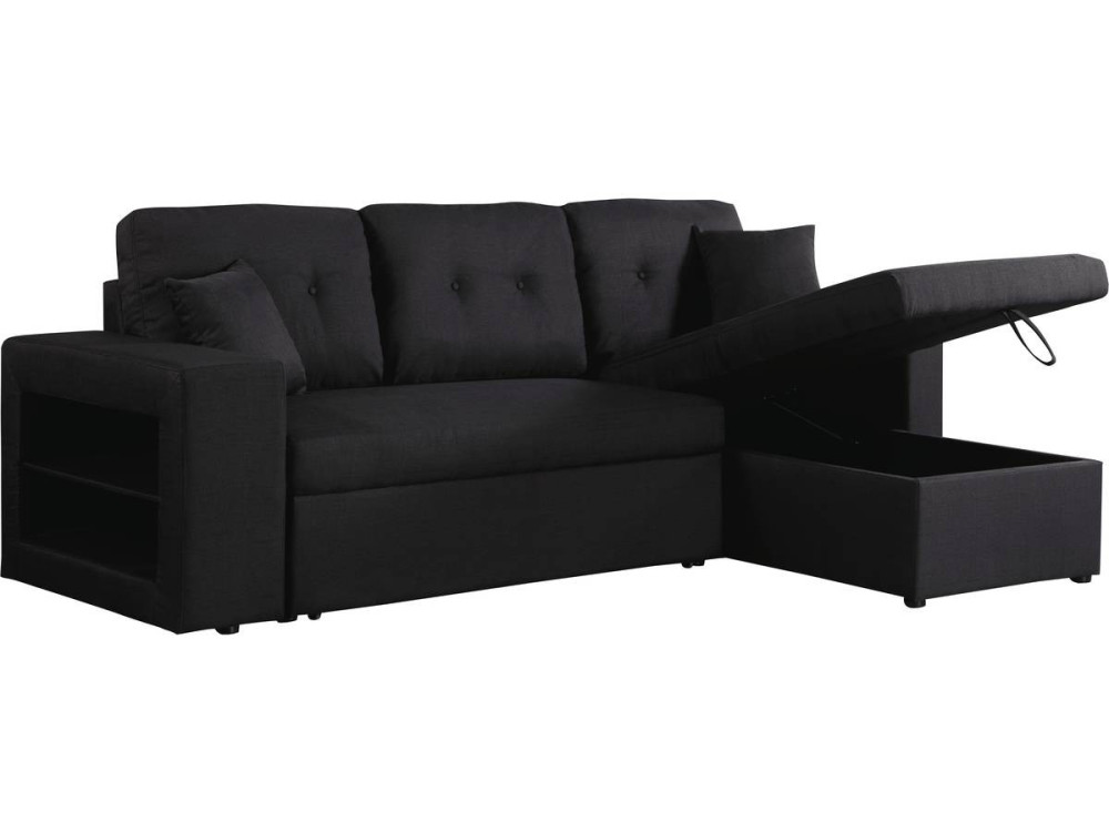 Sofá esquinero convertible/reversible "Axel" - Negro