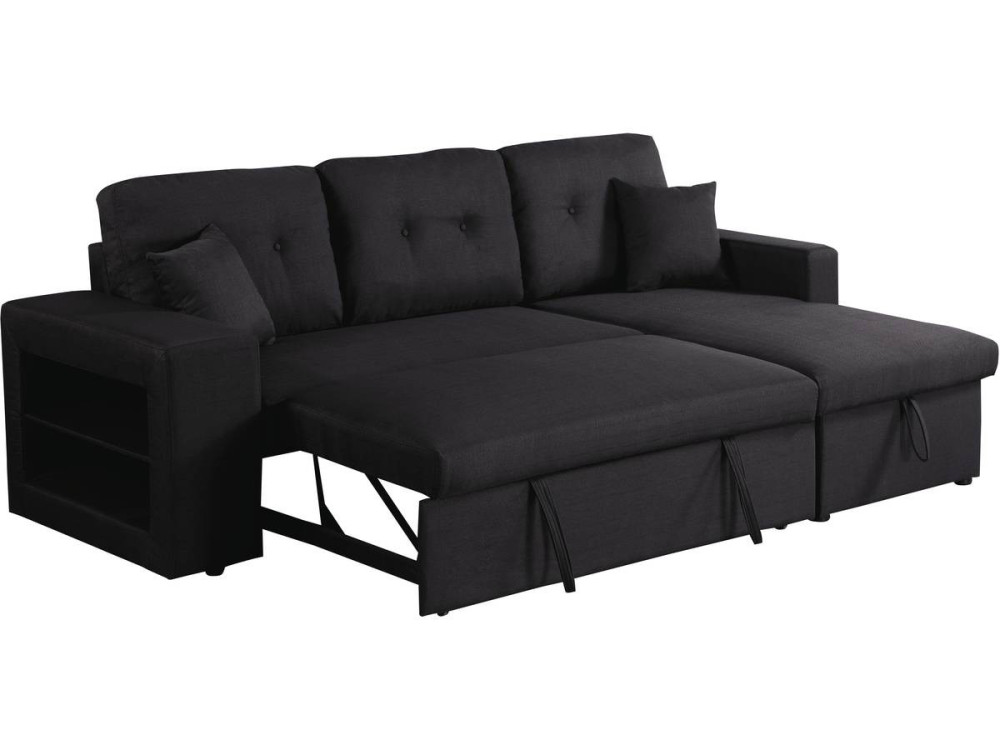 Sofá esquinero convertible/reversible "Axel" - Negro
