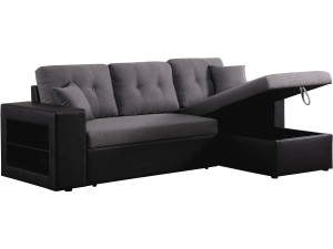 Sofá esquinero convertible/reversible "Axel" - Negro/Gris