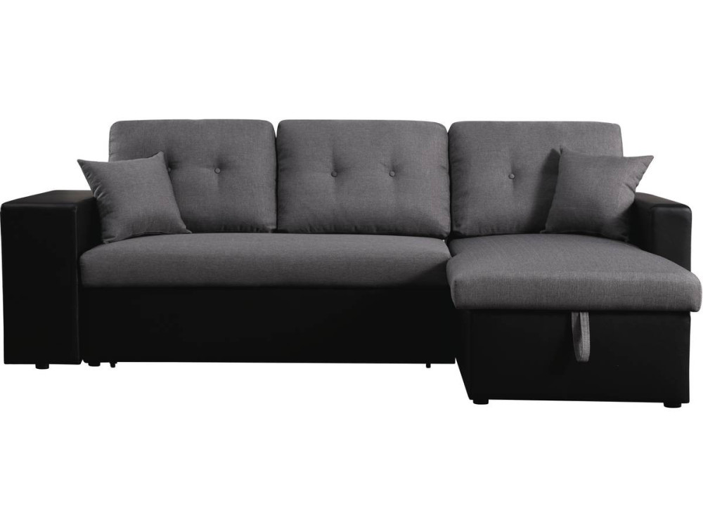 Sofá esquinero convertible/reversible "Axel" - Negro/Gris