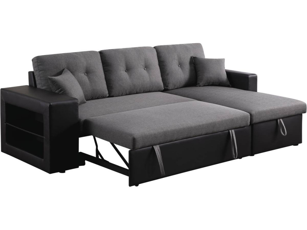 Sofá esquinero convertible/reversible "Axel" - Negro/Gris