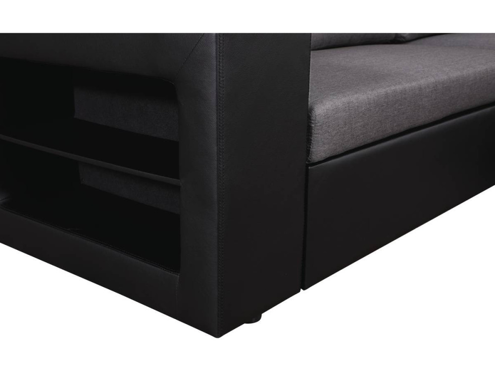 Sofá esquinero convertible/reversible "Axel" - Negro/Gris