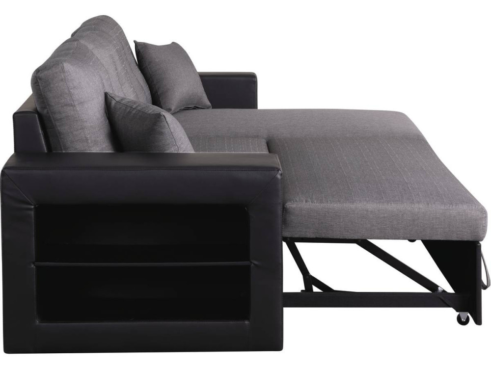 Sofá esquinero convertible/reversible "Axel" - Negro/Gris