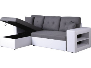 Sofá esquinero convertible/reversible "Axel" - Blanco/Gris