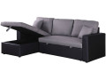 Sofá esquinero convertible "Alain" - 3 plazas - Negro - Gris / Negro