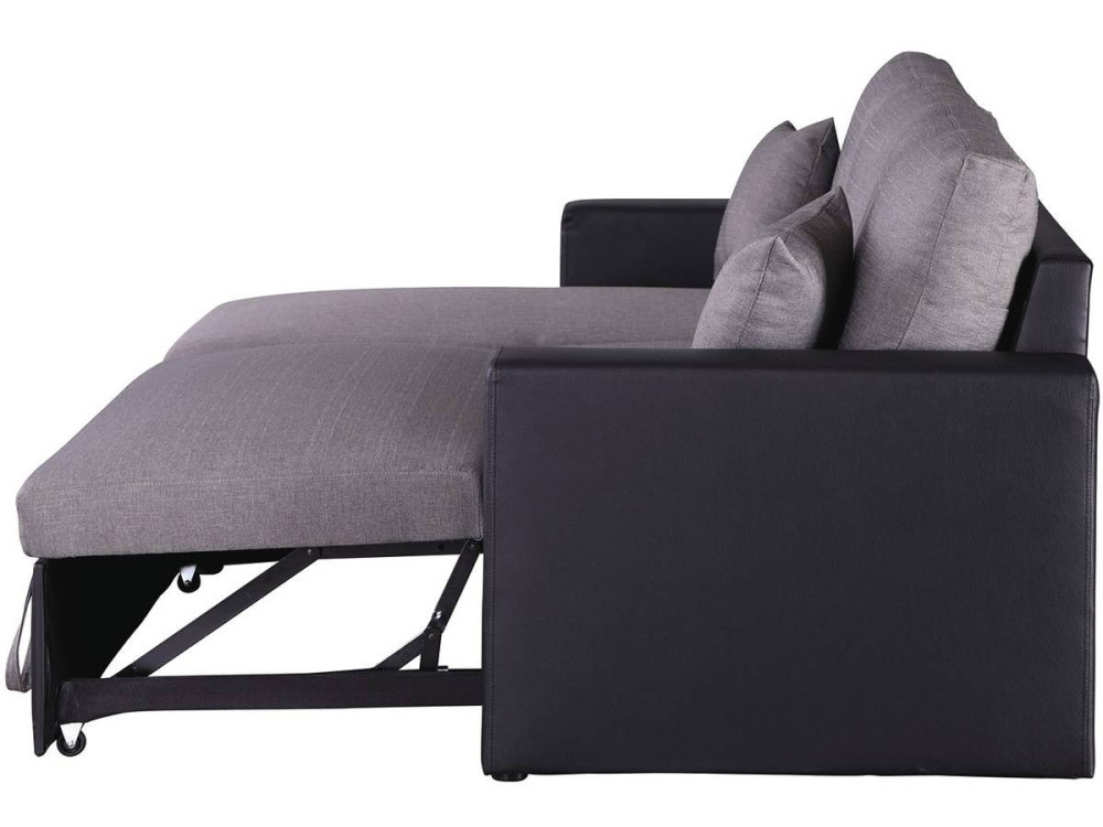 Sofá esquinero convertible "Alain" - 3 plazas - Gris / Negro