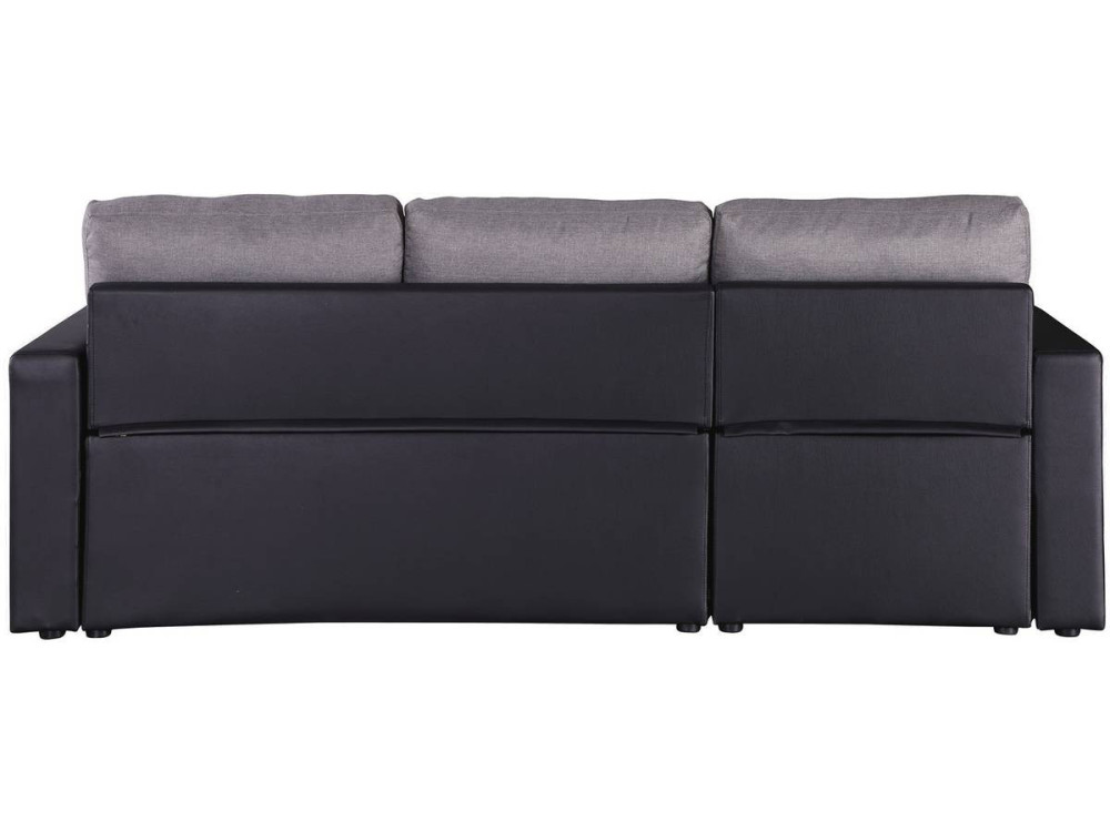 Sofá esquinero convertible "Alain" - 3 plazas - Gris / Negro