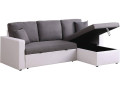 Sofá esquinero convertible "Alain" - 3 plazas - Negro - Gris / Blanco