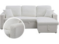 Sofá rinconera convertible/reversible "Alain" con box - 3 plazas - Gris claro - Lazo blanco
