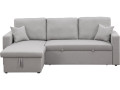 Sofá esquinero convertible "Alain" - 3 plazas - Gris / Negro - Gris topo