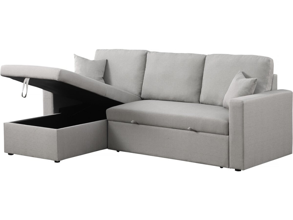 Sofá rinconera convertible/reversible "Alain" con box - 3 plazas - Gris claro