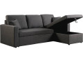 Sofá esquinero convertible "Alain" - 3 plazas - Negro - Gris