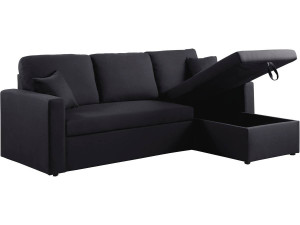 Sofá esquinero convertible "Alain" - 3 plazas - Negro