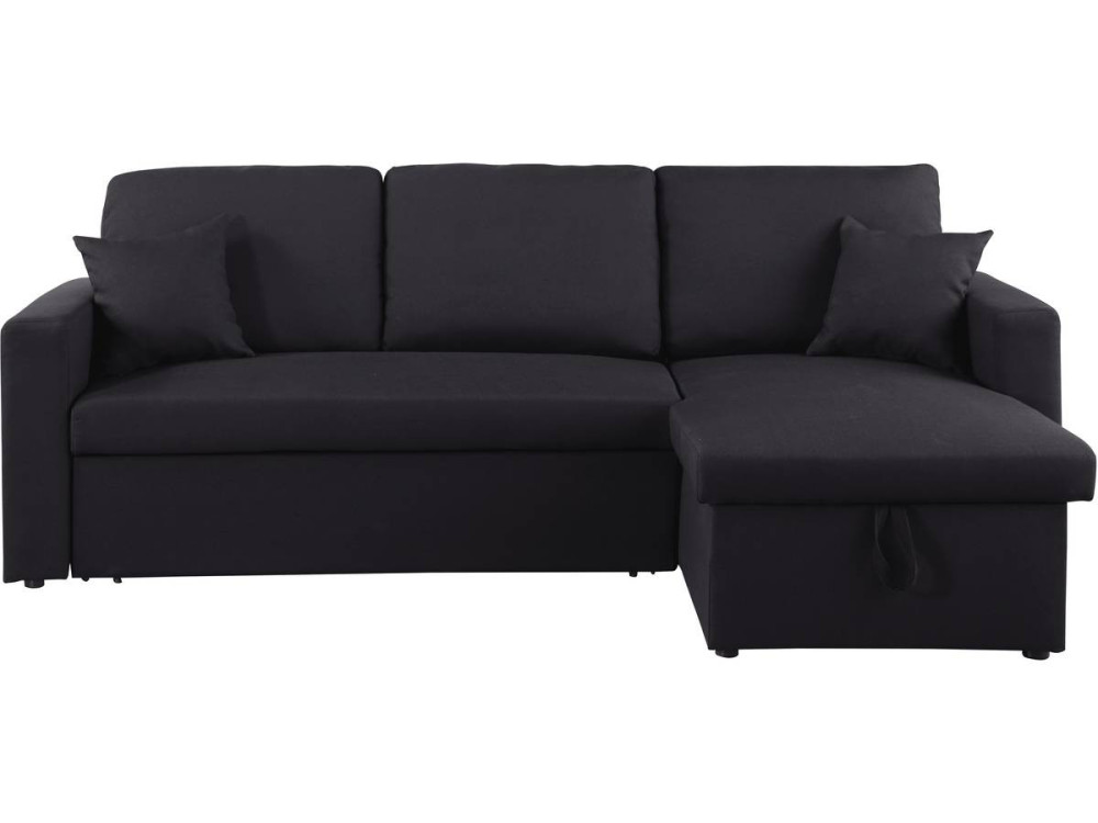 Sofá esquinero convertible "Alain" - 3 plazas - Negro