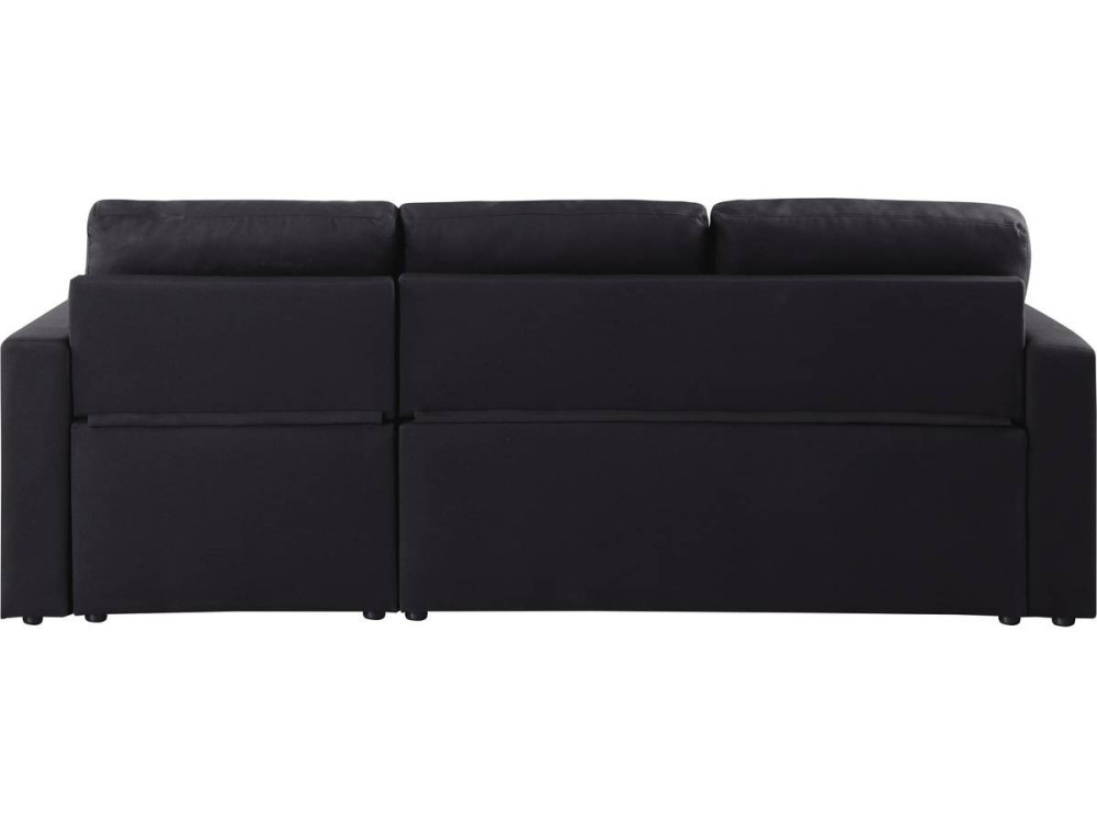 Sofá esquinero convertible "Alain" - 3 plazas - Negro