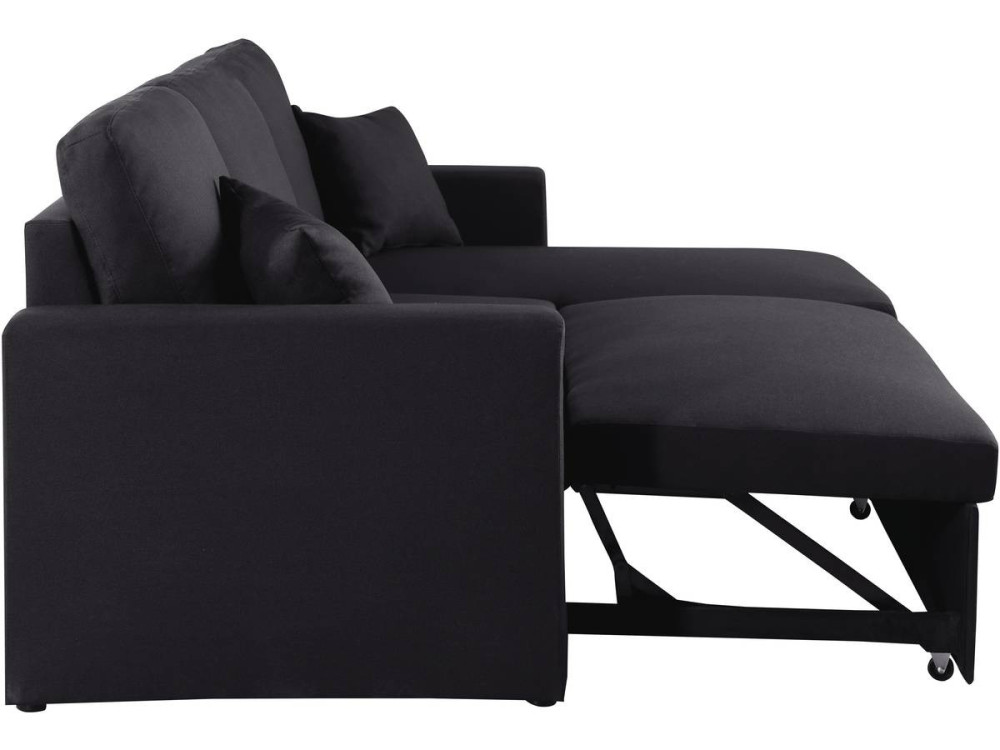 Sofá esquinero convertible "Alain" - 3 plazas - Negro
