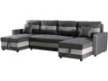 Sofá convertible panorámico "Antoine" con compartimentos portaobjetos - 5 plazas - Gris oscuro/ Gris claro - Gris oscuro / Gris claro