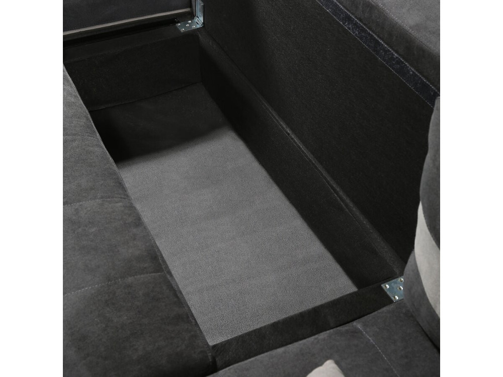 Sofá convertible panorámico "Antoine" con compartimentos portaobjetos - 5 plazas - Gris oscuro/ Gris claro