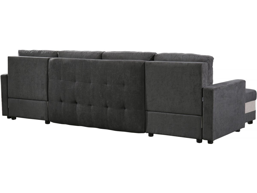 Sofá convertible panorámico "Antoine" con compartimentos portaobjetos - 5 plazas - Gris oscuro/ Gris claro