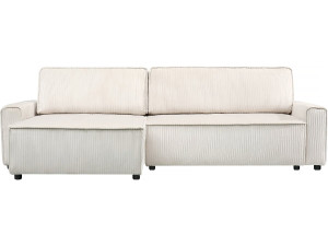 Sofá esquinero convertible y reversible de pana "Montaigne" - 3 plazas - Beige