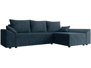 Sofá esquinero convertible con cómoda "Vaugirard" de pana - 3 plazas - Azul