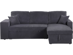 Sofá esquinero convertible/reversible de pana "Axel" - 3 plazas - Gris