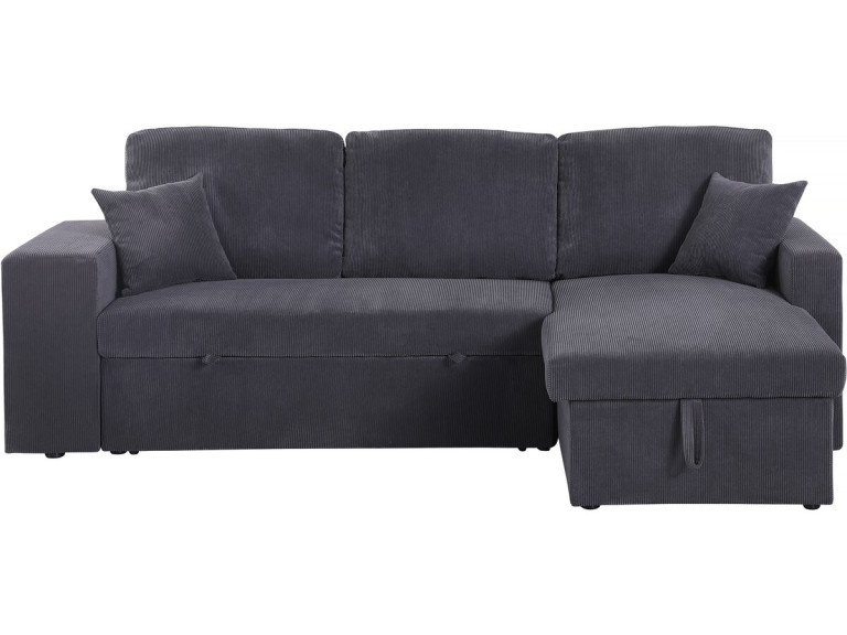 Sofá esquinero convertible/reversible de pana "Axel" - 3 plazas - Gris