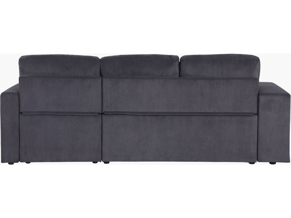 Sofá esquinero convertible/reversible de pana "Axel" - 3 plazas - Gris