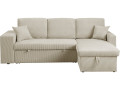 Sofá esquinero convertible/reversible de pana "Axel" - 3 plazas - Beige - Beige